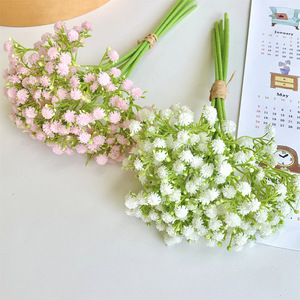 Bouquet de fleurs artificielles Qingyu Chronicle Baby's Breath en caoutchouc souple, blanc, rose, jaune, bleu, violet, décoratif - Product Image 2