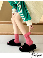 Double Cylindre Femmes Rib Cotton Crew Slouch Socks Wholesale Candy Colors Preppy Style Socks