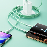 Câble de charge rapide magnétique USB-C 3-en-1 pour iPhone 15/14/13/Android, charge rapide 3A, cordon en nylon