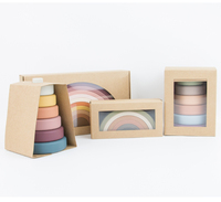 Vente en gros écologique Jouets en silicone arc-en-ciel en arc-en-ciel Jouets en silicone en blocs de construction pour enfants empilables