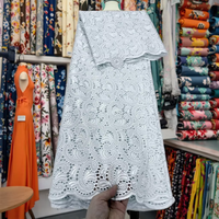 Tissu en dentelle de voile suisse blanc, dentelle Lafaya, dentelle sèche africaine française avec trous, pour vêtements féminins - Prix de gros très demandé