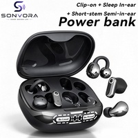 Écouteurs sans fil 3-en-1 Q116, avec clip d'oreille ouvert + mini écouteurs de sommeil + écouteurs semi intra-auriculaires, étui de chargement avec batterie externe d'urgence