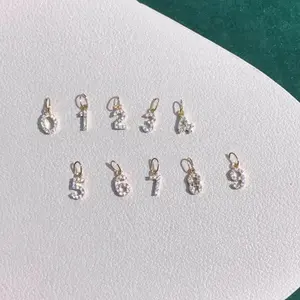 18K Gouden Arabische Cijfers Hanger Au750 Uw Eigen Geluksgetal Lab Diamant Vvs Aangepast Nummer