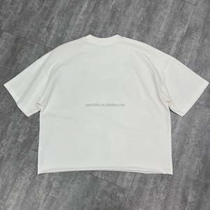เสื้อยืดสตรีทแวร์คุณภาพสูงทรงดรอปไหล่ พิมพ์ลายกราฟิกตามสั่ง เสื้อยืดโอเวอร์ไซส์ผ้าฝ้ายประดับเพชร เสื้อยืดผู้ชาย - Product Image 6