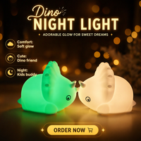 Veilleuse LED pour bébé multicolores RGB à 7 couleurs changeantes - Rechargeable, à intensité variable, petite, portable, en silicone, en forme de dinosaure polygonal