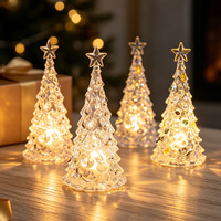 Lampu Lilin Elektronik LED Pohon Natal Bertenaga Baterai, Hiasan Dekorasi Rumah Mewah QY, Lampu Meja Akrilik Natal, Hadiah