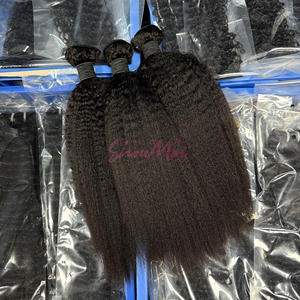 Capelli umani vergini non trasformati intrecciano fasci di capelli brasiliani lisci e crespi crudi di Yaki con doppie estremità disegnate - Product Image 4
