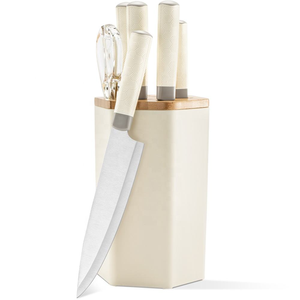 Ensemble <span class=keywords><strong>de</strong></span> 8 couteaux <span class=keywords><strong>de</strong></span> <span class=keywords><strong>cuisine</strong></span> blancs avec bloc <span class=keywords><strong>de</strong></span> rangement et ciseaux, couteau <span class=keywords><strong>de</strong></span> chef, couteau à pain, couteau à fruits <span class=keywords><strong>pour</strong></span> la <span class=keywords><strong>cuisine</strong></span> à domicile - Product Image 1