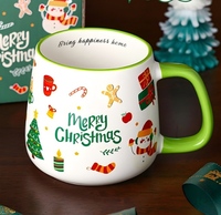 Mug en céramique de Noël en gros, impression de logo personnalisé, 400 ml, mug à café, boîte cadeau, mignon, OEM ODM, cadeaux d'entreprise pour les fêtes, commande en gros