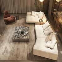 Ensemble de canapés en tissu personnalisable et créatif avec coussins rembourrés en éponge, design moderne pour appartement, salon, hôtel et villa
