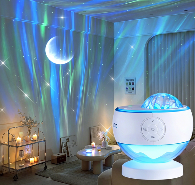 Gift Smart Atmosphere Aurora Starry Sky Projector with Bluetooth Speaker Remote Control Moon Night Light for Kids Bedroom