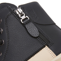 Baskets montantes épaisses en cuir PU pour femmes, style urbain, chaussures décontractées avec fermeture éclair latérale, chaussures de travail, légères et amorties