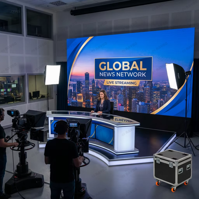 RAYBO COB Ultra-Thin Indoor Advertising LED Display Fine Pixel Pitch and Seamless Splicing for LED Video Wall for News Studios