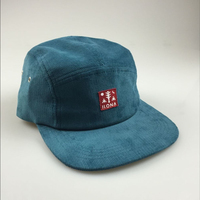 Personnalisé 100% Coton Velours Côtelé Unisexe 5 Panneau Camper Chapeaux Patch Tissé Extérieur Sangle Dos Chapeau Style-Polyvalent Toile Jersey Velours