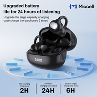 Miccell Original étanche Sport écouteurs faible latence Fitness boucle d'oreille TWS casque Clip-on sans fil jeu véritable affichage numérique