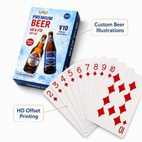 Cartes à Jouer Personnalisées Premium avec Illustration de Bière - Écologiques, Durables, Coins Arrondis, Boîte en Papier Kraft Finition Lin 310GSM pour la Famille