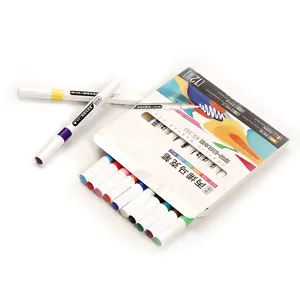 12 Kleuren 24 Kleuren Acryl Marker Pen Set Van Extra Fijn Punt Op Water Gebaseerde Acrylverf Pennen Aangepaste Markers