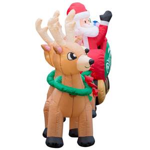En Stock Trineo Inflable de Navidad de 12 Pies con <span class=keywords><strong>Santa</strong></span> Claus y Reno para Decoración de Patio con Luces Suministros de Decoración Navideña con Certificación UL - Product Image 5