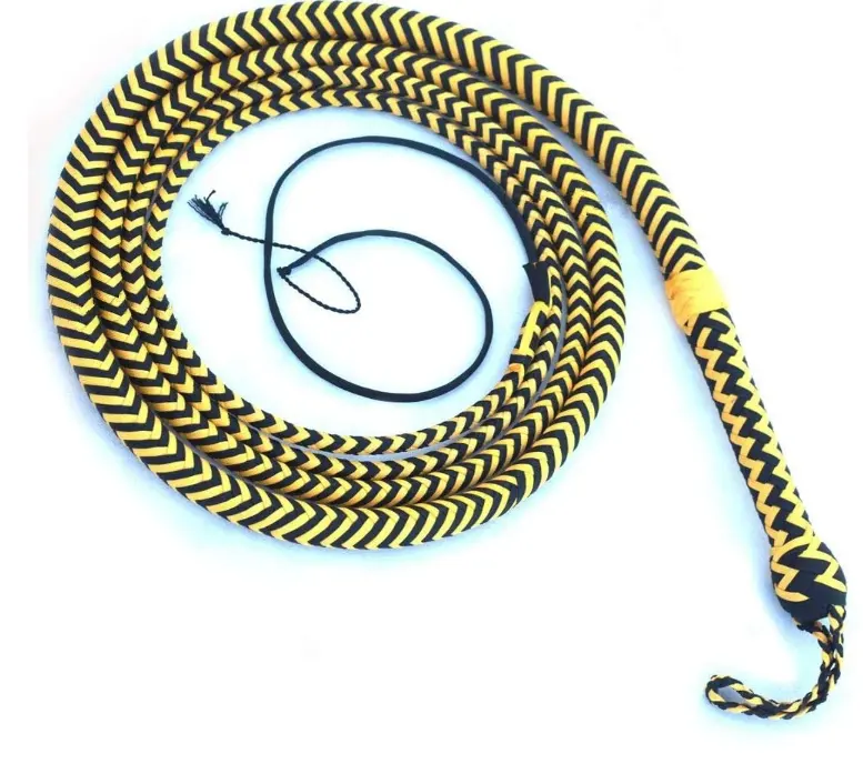 At kamçı piaffe özel el sanatları ağır Bullwhip kırmızı ve siyah 16 bezleri uzun deri naylon paracord boğa kırbaç Bullwhip