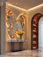 Dalles de quartzite naturel de Patagonie rétroéclairées personnalisables YUSHI, panneaux muraux en pierre naturelle translucide luxueux pour la décoration intérieure