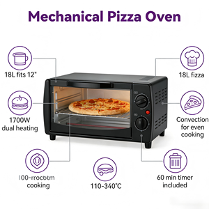 <span class=keywords><strong>Four</strong></span> à pizza mécanique sans fumée de 18 L |   Grill à convection 1700W, automatique, antiadhésif, pour usage domestique, minuterie 60 minutes, convient aux pizzas de 12 pouces - Product Image 3