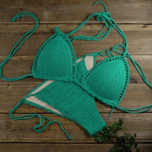 Traje de Baño de Mujer Hecho a Mano, Personalizado, de Ganchillo, sin Tirantes, con Push-up, Mini Bikini de 2 Piezas, Ropa de Playa Tejida por el Fabricante - Product Image 6