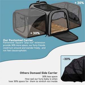 Kedi Taşıyıcısı, Havayolu Onaylı Evcil Hayvan Taşıyıcısı, <span class=keywords><strong>2</strong></span> Tarafı Genişletilebilir Köpek Taşıyıcısı, Çıkarılabilir Yumuşak Kenarlı Katlanabilir Köpek Seyahat Çantası - Product Image 2