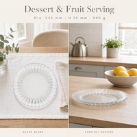 Assiettes de présentation empilables en verre festonné 235 mm – Assiettes de dîner transparentes à bordure en forme de pétale pour la maison et les mariages