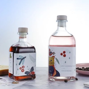 Bouteilles en verre transparentes carrées les plus vendues de 100 ml, 375 ml, 500 ml pour la <span class=keywords><strong>vodka</strong></span>, le whisky et le brandy avec bouchons en liège. - Product Image 2