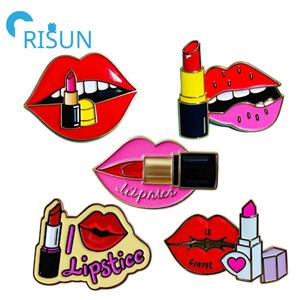 Premium <span class=keywords><strong>femme</strong></span> dame rouges à lèvres broche broches cosmétiques personnalisés maquillage émail or argent rouge à lèvres épinglettes - Product Image 1