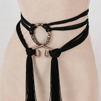 Ceinture longue médiévale pour femme, style nordique, sorcière, chaman, païen, accessoire de renifaire, ceinture croisée viking troll