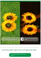 Lampe solaire étanche en forme de tournesol à fixation au sol, indice de protection IP65, lumière blanc chaud 2700K pour la décoration de cour et de villa