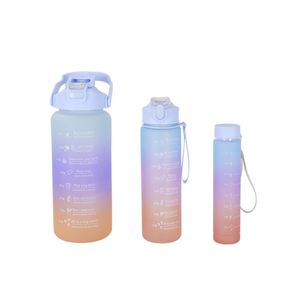 Lot de Bouteilles de Sport 3-en-1 à Motifs Dégradés avec Marqueur de Temps, en Plastique, Idéales pour l'Entraînement et l'Eau Bouillante - Product Image 5