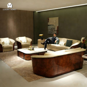 Canapé de luxe confortable en cuir véritable pour hall d'hôtel et mobilier de salon - Product Image 1