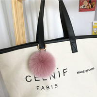 Vente en gros artisanal pendentif en forme de boule de grande taille porte-clés en peluche de fourrure de renard véritable accessoires de sac souple