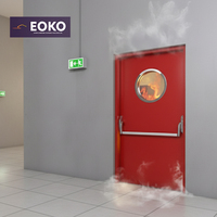 Porte coupe-feu EOKO homologuée 90 minutes avec panneau de vision et barre anti-panique pour entrepôt et usine, simple battant, grande taille
