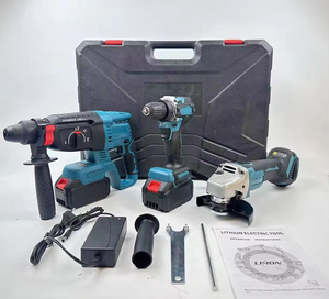 DIY Industriequalität Bürstenloser Lithium-Akku-Werkzeugsatz Hammer Winkelschleifer Elektrobohrer Dreiteiliges Set für Reparaturen - Product Image 1