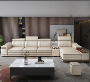 Sofá Seccional en Forma de L de 7 Plazas, Sofá de Cuero Napa para Sala de Estar con Almacenamiento - Product Image 1