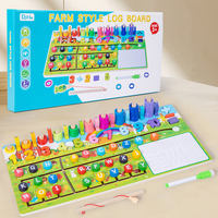 Papan Aktivitas Kayu Montessori 7-in-1 Multifungsi, Mainan Menghitung Angka Logaritmik, Mencocokkan Bentuk Alfabet, dan Memancing untuk Anak-Anak
