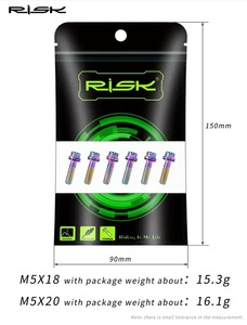 RISK 钛合金自行车螺丝 M5*16 M5*18 自行车车把螺丝 超轻山地车车把螺丝 自行车配件 - Product Image 4