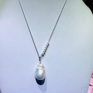 Collier en perles d'eau douce naturelles de Zhuji, design géométrique, accessoires en argent pur, y compris un pendentif Dabalok, unique pour femmes - Product Image 3