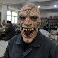 Masque intégral en latex réaliste de zombie, drôle et amusant, pour adulte, avec peau froissée et design de dents à bouche ouverte, pour Halloween, vente en gros, usine OEM