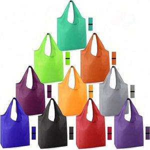 210T Polyester <b>Foldable</b> - Thickened Reusable Grocery Tote Bag With Multiple Colors Shopping Handbag - Product Image 4
