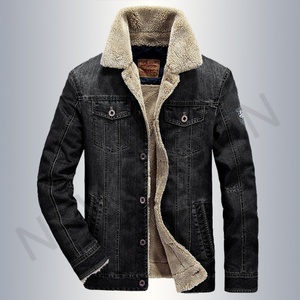Customized Autumn and Winter <b>Men's</b> Stand-up Collar Zipper Thickened Velvet Casual Cotton <b>Denim</b> <b>Jacket</b> New Arrival - Product Image 4
