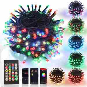 Guirnalda de Luces LED RGB para Interiores, 100 Luces, Clasificación IP55, Luces Decorativas para Árbol de Navidad, Luces de Colores Cambiantes, Enchufe de Pared, Manual - Product Image 2