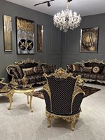 Canapé de luxe royal en bois massif de style français, italien et européen, avec tissu amovible et lavable, design sculpté plaqué or, pour salon