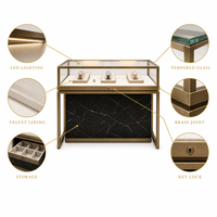 Vitrine à bijoux portable avec éclairage LED, luxe moderne, bois massif, finition foncée