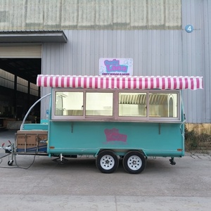 Chariot alimentaire mobile rond personnalisé à pousser à la main avec congélateur de présentation pour la vente de pizzas, de pop-corn et de glaces - Product Image 1