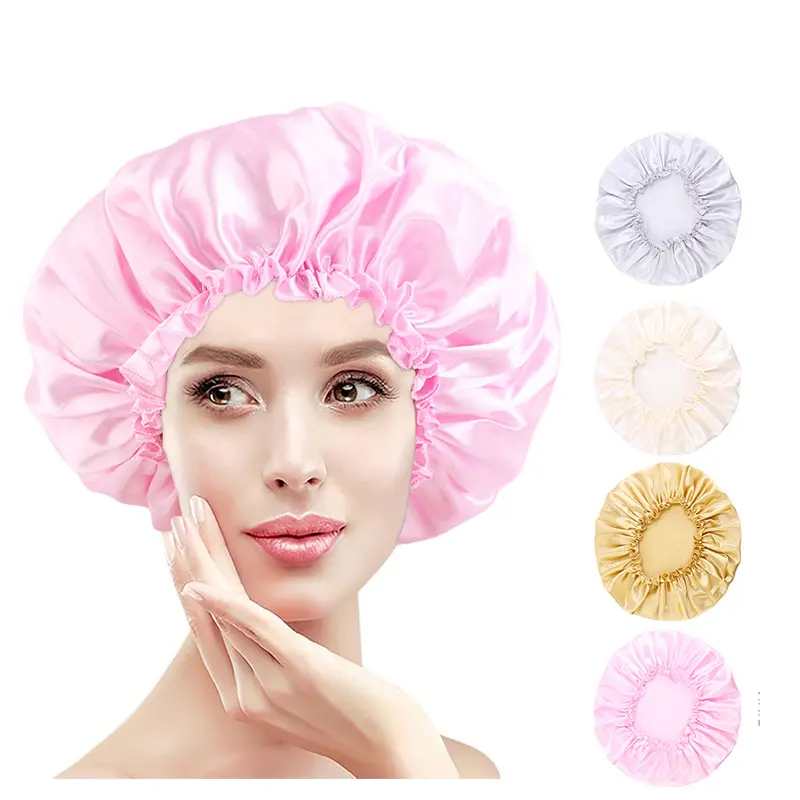 Nouveau femmes Satin Extra Large fille bonnet de douche imperméable élastique réutilisable grande taille douche cheveux bonnet douche bain chapeau