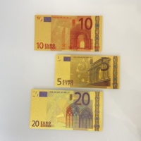 Billet de banque commémoratif en plastique plaqué or 24 carats, style pays européen, collection très prisée